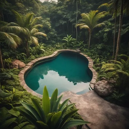 volcano pool,tropical jungle,gondwanaland,tropical forest,cenotes,ubud,water spring,tropical island,cenote,hotsprings,rainforest,rainforests,costa rica,pigeon spring,neotropical,underwater oasis,infinity swimming pool,garden pond,pool of water,ayahuasca,Photography,General,Cinematic