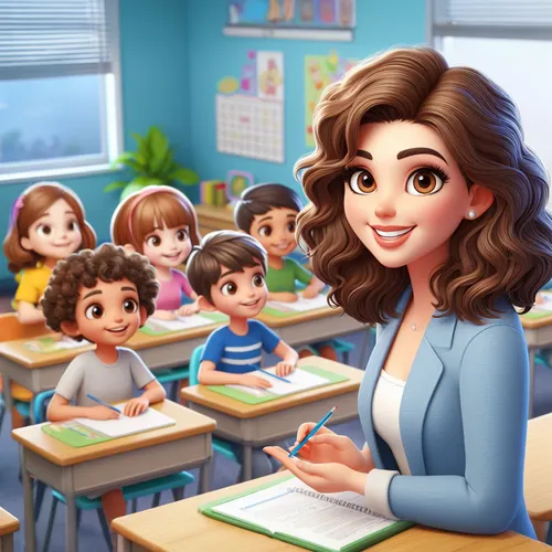 kids illustration,teacher,cute cartoon image,classroom training,cute cartoon character,children's background,children learning,animated cartoon,classroom,teachers,school enrollment,the girl's face,tea