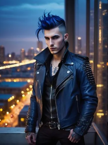 klayton,biersack,jace,mohawk,punk,klemens,punk design,garson,celldweller,blue hair,julian star,pompadour,rocker,pleather,leathered,aiden,pompadoured,trespassing,blue motorcycle,deathrock,Art,Artistic Painting,Artistic Painting 37