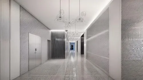hallway space,hallway,corridor,concrete ceiling,contemporary decor,elevators,interior modern design,room divider,ceiling construction,walk-in closet,ceramic floor tile,tile flooring,modern decor,hotel hall,recessed,entrance hall,ceiling fixture,exposed concrete,lobby,ceiling lighting,Commercial Space,Shopping Mall,Minimalist Haven