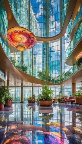 largest hotel in dubai,vdara,gaylord palms hotel,rotana,wintergarden,atriums,atrium,hotel lobby,glass building,blavatnik,colorful glass,mco,kaust,walt disney center,pan pacific hotel,wynn,borgata,potawatomi,hall of nations,cotai,Conceptual Art,Oil color,Oil Color 23