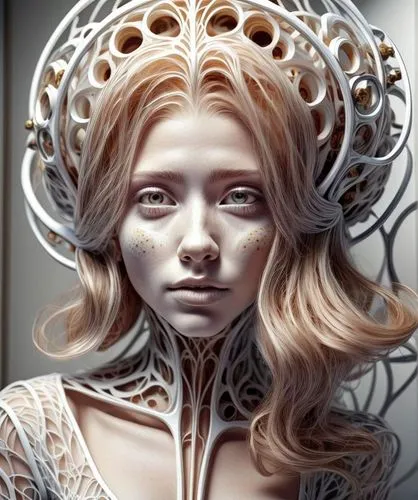 margaery,margairaz,vespertine,galadriel,vestal,medusa,biomechanical,filigree,transhuman,transhumanism,diwata,veil,artist's mannequin,fractals art,anchoress,softimage,kerrii,woman sculpture,queen cage,seelie