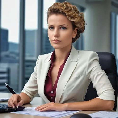 secretarial,blur office background,business woman,secretary,office worker,girl at the computer,Photography,General,Realistic