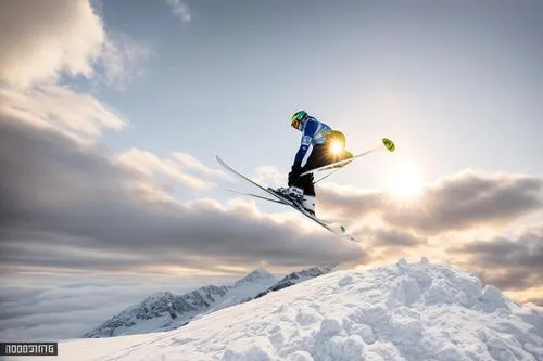 ski jump in thensun set,freeskiing,superpipe,snowboarder,slopestyle,snowsports,backcountry skiiing,freeskier,snowboarding,snowboard,neumayer,cable skiing,winter sports,slopeside,laax,heliskiing,skiing