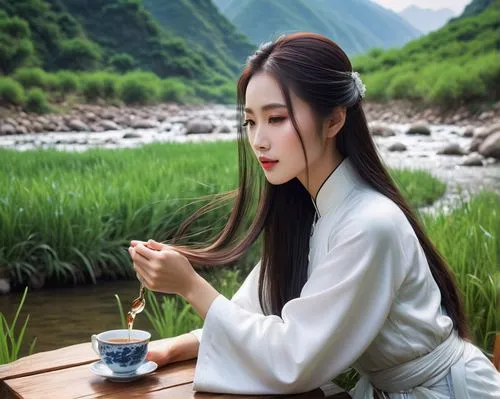 tea zen,japanese tea,junshan yinzhen,tea ceremony,maojian tea,landscape background,chinese herb tea,dianhong tea,baihao yinzhen,longjing tea,gyokuro,uji,china tea,tea drinking,woman drinking coffee,pu'er tea,pouring tea,vietnamese lotus tea,chinese tea,pu-erh tea,Conceptual Art,Fantasy,Fantasy 03