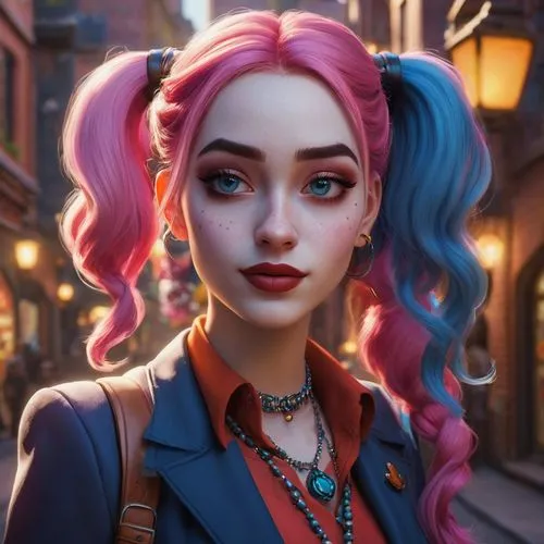 jinx,maeve,evie,harley quinn,lorelai,harley,ann,wilhelmine,fantasy portrait,zoe,karou,jenji,ariela,miu,vivian,amora,mae,llyra,skye,raimi,Conceptual Art,Fantasy,Fantasy 15