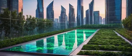 roof garden,dubai garden glow,futuristic landscape,difc,glass wall,glass building,infinity swimming pool,dubia,damac,roof top pool,landscaped,futuristic architecture,artificial grass,roof landscape,dubay,dubai,green garden,glass facade,largest hotel in dubai,guangzhou,Art,Classical Oil Painting,Classical Oil Painting 18