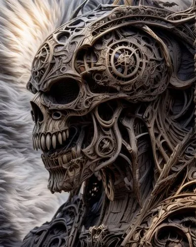 skull sculpture,barong,skull statue,mandelbulb,skull mask,scrap sculpture,fractalius,death god,burning man,biomechanical,skull bones,png sculpture,steampunk gears,vanitas,supernatural creature,warlord,endoskeleton,shaman,wood skeleton,vintage skeleton