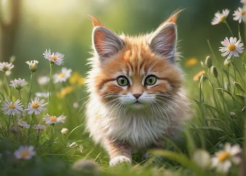 blossom kitten,ginger kitten,flower cat,cute cat,ginger cat,norwegian forest cat,red tabby,flower animal,siberian cat,little fox,maincoon,garden-fox tail,tabby kitten,cute fox,cute animals,kitten,cute animal,adorable fox,hawkbit,american bobtail,Conceptual Art,Daily,Daily 07