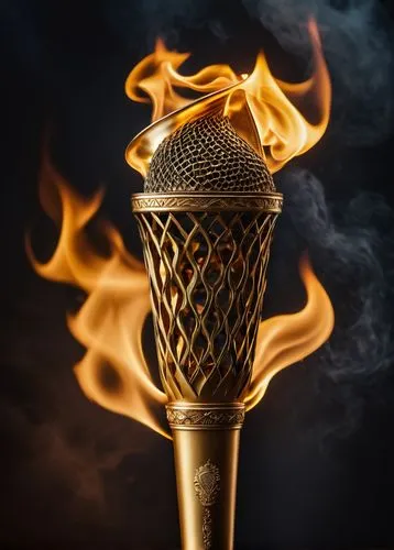 Olympic Torch,speech icon,olympic flame,mic,microphone,torch,golden candlestick,olympic torch,condenser microphone,torchbearer,fire background,microphone stand,award background,cigarette lighter,singe