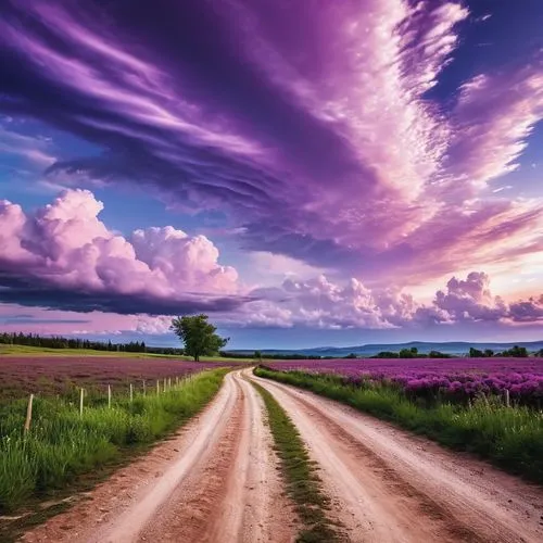 purple landscape,purple and pink,lavender fields,purple wallpaper,lavender field,violet colour,beautiful landscape,landscapes beautiful,purple,splendid colors,wavelength,purple blue ground,provence,country road,defends,nature wallpaper,nature landscape,landscape photography,morado,lavender,Photography,General,Realistic