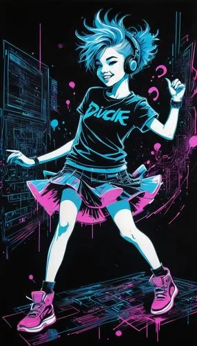 artistic roller skating,vector girl,neon light,light paint,roller skating,neon,neon ghosts,hip-hop dance,neon lights,little girl running,80's design,dance pad,nerve,pink vector,neon body painting,80s,jump rope,digiart,vector art,velocity,Illustration,Black and White,Black and White 08