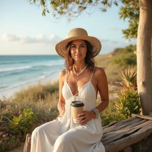 coffee bay,nicodemou,woman drinking coffee,noosa,panama hat,coconut drink,mustique,girl on the dune,coffee to go,califia,sun hat,coconut water,coconut hat,coconut drinks,byron bay,high sun hat,muguruza,womans seaside hat,garbi,beach background,Photography,General,Realistic