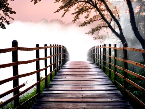 wooden bridge,teak bridge,boardwalks,wooden pier,foggy landscape,hanging bridge,scenic bridge,walkway,footbridge,nature background,wooden path,autumn fog,landscape background,adventure bridge,bridge,background view nature,morning mist,footbridges,landscape photography,boardwalk,Art,Classical Oil Painting,Classical Oil Painting 42