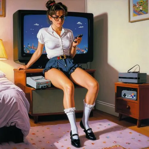 retro girl,virtua,videophone,retro woman,retro women,girl at the computer,vettriano,super nintendo,pin-up girl,secretarial,retro pin up girl,neo geo,snes,enza,ritsuko,scummvm,pin up girl,girl with cereal bowl,rockwell,struzan,Conceptual Art,Sci-Fi,Sci-Fi 21