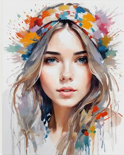 boho art,girl in flowers,flower painting,boho,colorful floral,flower hat,beautiful girl with flowers,girl in a wreath,girl portrait,color pencils,watercolor women accessory,flora,floral wreath,color pencil,flower crown,watercolor pencils,colour pencils,coloured pencils,colourful pencils,watercolor wreath,Conceptual Art,Oil color,Oil Color 10