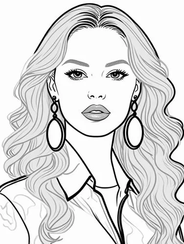 a black and white image of a woman with long hair,coloring page,fashion vector,coloring pages,coreldraw,coloring pages kids,my clipart,Design Sketch,Design Sketch,Rough Outline