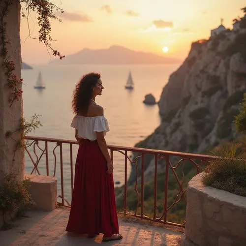 capri,positano,girl in red dress,girl in a long dress from the back,amalfi coast,portofino,tramuntana,amalfi,skopelos,mediterranean,greece,majorca,girl in a long dress,kalkan,man in red dress,red gown,taormina,kassandra,tramonto,dubrovnic,Photography,General,Realistic