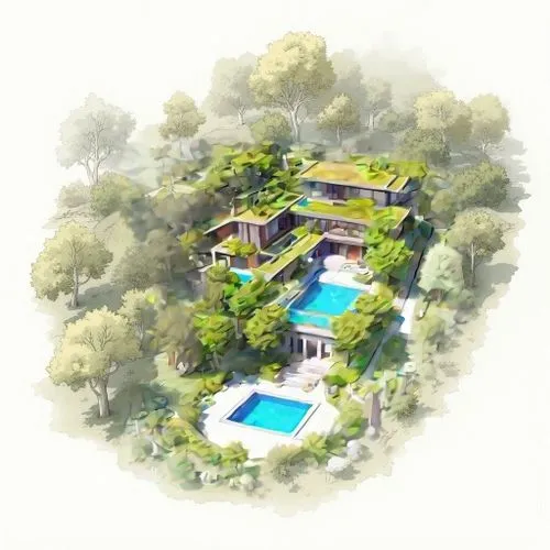 landscape designers sydney,holiday villa,pool house,houses clipart,3d rendering,garden elevation