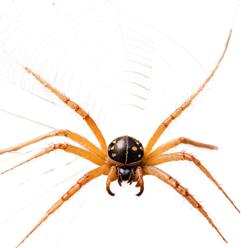 Brown spider, intricate web, morning dew, silky threads, detailed legs, tiny eyes, subtle texture, soft natural light, 3/4 composition, shallow depth of field, warm color tone, cinematic lighting, tra