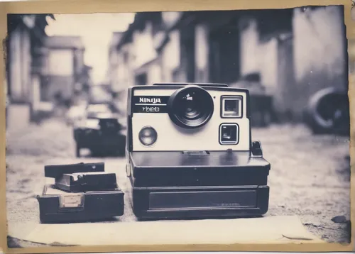 Write an action-packed scene in the mysterious world of Ninjala.,lubitel 2,vintage camera,twin lens reflex,instant camera,agfa isolette,vintage box camera,analog camera,old camera,polaroid pictures,bo