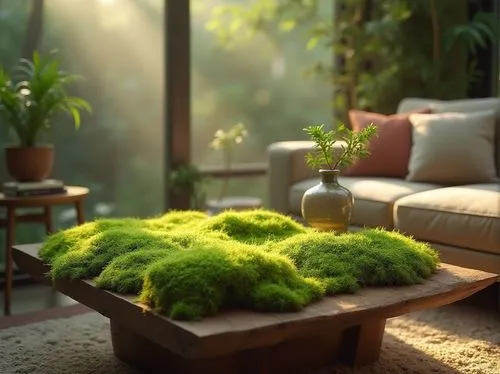 moss landscape,green living,verdant,forest moss,greenery,garden bench,houseplants,tree moss,moss,houseplant,green wallpaper,mossy,soft furniture,green plants,green landscape,terrarium,3d render,home landscape,green plant,green lawn,Photography,General,Realistic