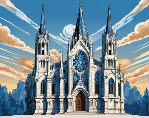 cathedral,cathedrals,gothic church,notre,evangelion,catholicus,tirith,haunted cathedral,ecclesiatical,catholicoi,church painting,steeples,archbishopric,churches,duomo,ecclesiastical,neogothic,the cathedral,garrison,notredame,Unique,Design,Sticker