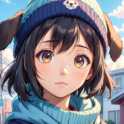 winter hat,knit hat,beanie,girl wearing hat,winter clothing,winter clothes,beret,nico,hinata,parka,heterochromia,little hat,eskimo,winter background,maya,knit cap,snowboard,hat,worried girl,snowy,Anime,Anime,Realistic