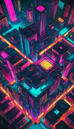 kaleidoscape,cubes,colorful city,cybercity,cubic,cyberscene,abstract retro,cybertown,microdistrict,cyberview,matrix,cyberia,voxel,isometric,hypermodern,cyberworld,city blocks,synth,cyberspace,cityscape,Conceptual Art,Sci-Fi,Sci-Fi 27