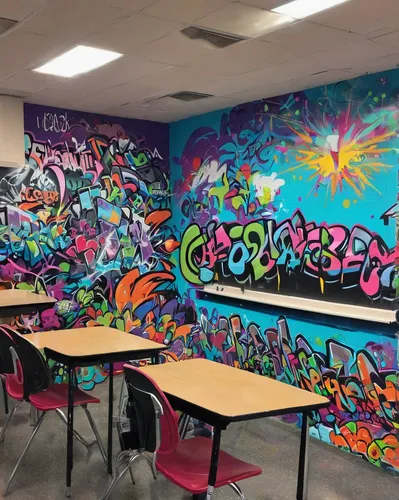 classroom,class room,children's room,school design,color wall,mural,study room,art academy,board wall,murals,gymnastics room,dry erase,grafitty,kids room,painted wall,conference room,recreation room,wall art,school benches,graffiti splatter,Conceptual Art,Graffiti Art,Graffiti Art 07