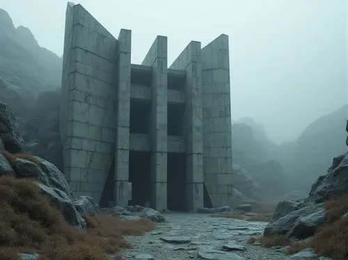 sulaco,mausoleum ruins,ancient ruins,ruins,ruin,megalith facility harhoog,barren,tunheim,hall of the fallen,lair,industrial ruin,concrete blocks,brutalism,monolithic,necropolis,crypts,concrete,abandoned place,the ruins of the,valley of death,Photography,General,Realistic