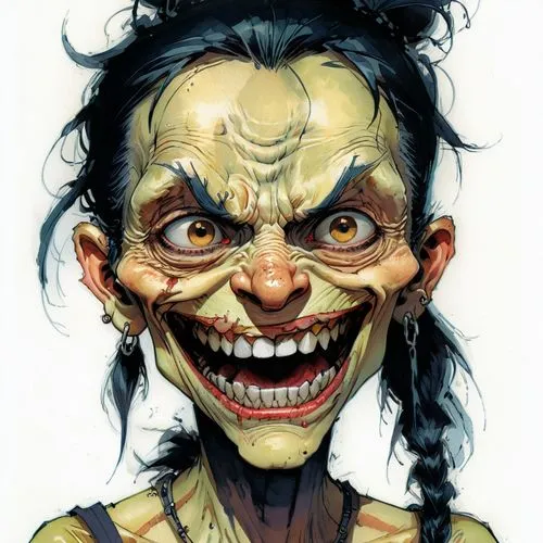 corben,caricaturist,morgus,gascoigne,caricatured,gollum,caricature,dollmaker,grotesque,hag,horror clown,rumplestiltskin,pseudotooth,ogress,rumpelstiltskin,scary woman,sanjaya,kellyanne,planescape,ardern,Conceptual Art,Fantasy,Fantasy 08