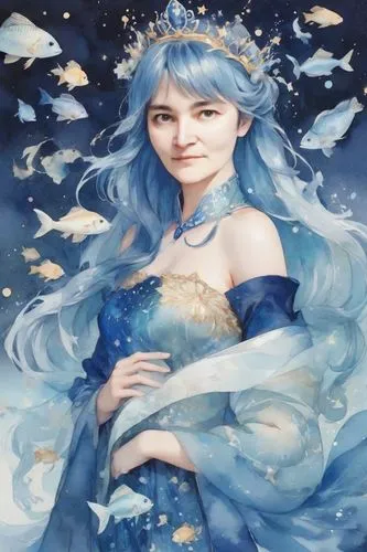 xufeng,amihan,margairaz,jianyin,kuanyin,blue enchantress,amphitrite,delenn,nitaya,kazyna,ice queen,yuanshi,diaochan,sona,the snow queen,winterblueher,sanxia,varda,diwata,undine,Digital Art,Watercolor