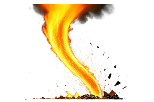 Explosive blast, vibrant orange-yellow flames, smoke tendrils, shattered glass fragments, debris scattered around, intense light source, dynamic movement, 3D rendering, cinematic composition, high con