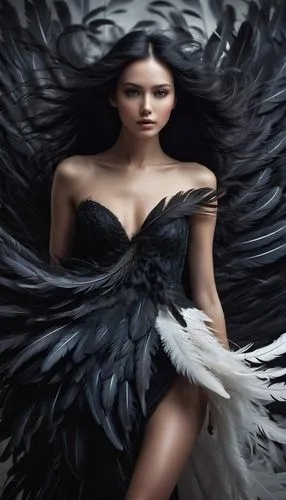 dark angel,black angel,mourning swan,black feather,angel wings,fallen angel,Conceptual Art,Fantasy,Fantasy 11