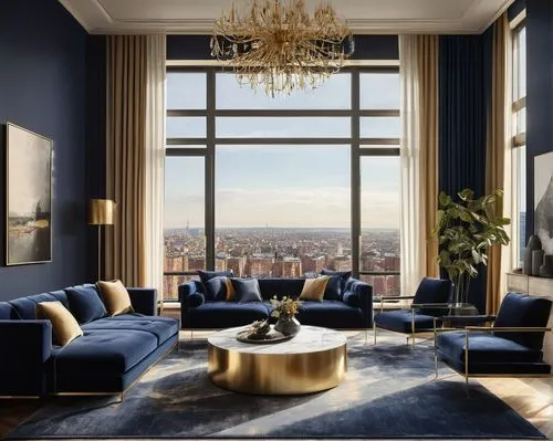 apartment lounge,penthouses,minotti,livingroom,living room,sitting room,blue room,modern living room,great room,tishman,hoboken condos for sale,family room,dark blue and gold,sky apartment,contemporary decor,modern decor,luxury home interior,an apartment,apartment,luxe,Conceptual Art,Daily,Daily 14