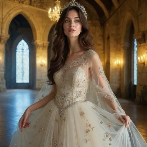 beautiful long hair ,a girl in a princess dress standing in a palace,mastani,bridal dress,wedding gown,ball gown