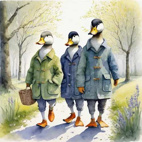 wild geese,waders,wild ducks,winter clothing,sporting decoys,a pair of geese,mallards,birding,waterfowls,flock home,sewing pattern girls,vintage illustration,early spring,ducks,greylag geese,goslings,st martin's day goose,duck females,book illustration,bird robins,Illustration,Paper based,Paper Based 05