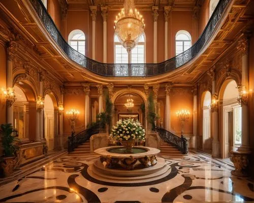 ritzau,entrance hall,marble palace,cochere,royal interior,mirogoj,foyer,europe palace,villa cortine palace,villa d'este,enfilade,montecarlo,lobby,cliveden,emirates palace hotel,palladianism,biltmore,grandeur,palazzo,philbrook,Art,Classical Oil Painting,Classical Oil Painting 04