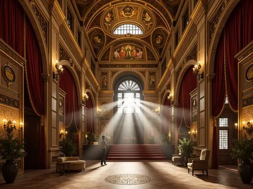 sapienza,theed,light rays,grandeur,gringotts,opulence,hall of the fallen,radiosity,god rays,opulently,archly,vatican museum,hallway,ornate room,corridors,neoclassical,vatican,the cairo,versailles,cochere