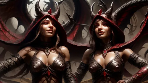 darth talon,dark elf,fantasy art,angels of the apocalypse,sorceress,angel and devil,female warrior,massively multiplayer online role-playing game,nine-tailed,breastplate,huntress,scrolls,warrior woman,staves,guards of the canyon,spawn,devils,red riding hood,heroic fantasy,druids