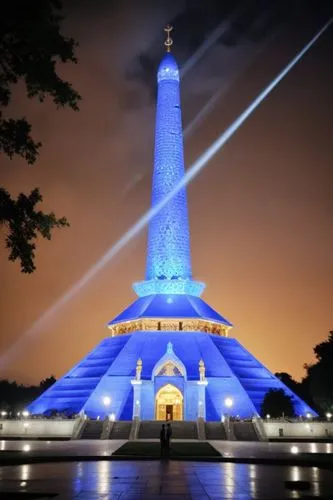 مقام الشهيد,a very tall structure with blue light on it,medjugorje,garrison,eckankar,chisinau,ostankino,bomarc