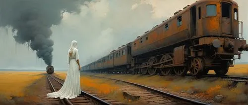 train of thought,ghost locomotive,long-distance train,the train,ghost train,train,last train,early train,oil painting on canvas,train route,steam locomotives,train crash,through-freight train,steam train,the girl at the station,railway,amtrak,locomotive,merchant train,oil painting,Conceptual Art,Oil color,Oil Color 01