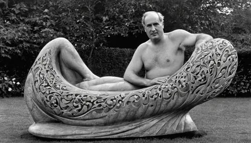 sculptor ed elliott,garden sculpture,lawn ornament,chaise,sculpture,chaise longue,charles de gaulle,merman,stone sculpture,cuborubik,garden ornament,triton,bronze sculpture,sculptures,sculptor,clamshell,rudra veena,nehru,steel sculpture,classical sculpture,Illustration,Retro,Retro 13