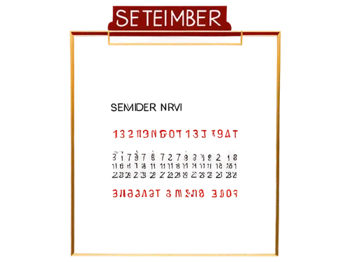 Calendar page, September theme, free desktop wallpaper, 1920x1080 resolution, minimalistic design, white background, bold red font, golden frame border, subtle shadow effect, slightly angled view, sof