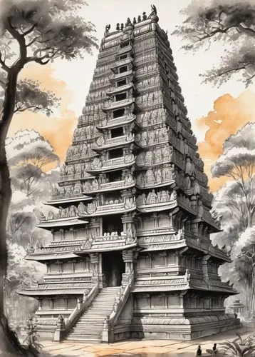 arunachalam,vimana,gopuram,visalakshi,maramon,gopura,konark,cholan,cholapuram,tirumalai,mamallapuram,viriya,pallavas,hoysalas,vallipuram,kanchipuram,kovil,avvaiyar,cumaraswamy,satyanarayana,Illustration,Paper based,Paper Based 30