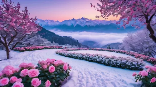 fragrant snow sea,snow landscape,snowy landscape,splendor of flowers,winter landscape,landscape background,purple landscape,tulip on snow,the valley of flowers,winter background,cold cherry blossoms,beautiful landscape,flower painting,flower background,snow scene,snow crocus,nature landscape,alpine flowers,spring background,field of flowers,Photography,General,Natural