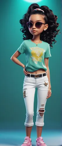 Imagen AI art el nombre Grabado Yadira Girl hermoso pantalón blanco con detalles y top del mismo tono en elegante texto ""PRINCESS"", fuente 3D en negro Chibi hermosa chica curvilínea con cabello negr