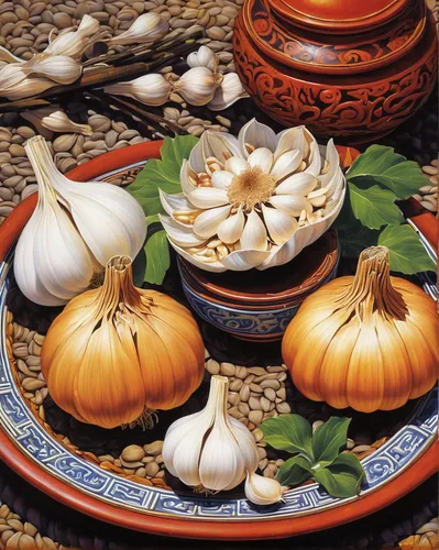 ornamental gourds,persian norooz,garlic cloves,still life with onions,autumn still life,cultivated garlic,garlic bulbs,gourds,cloves of garlic,chinese garlic,decorative squashes,persian onion,decorative pumpkins,pumpkin seeds,khokhloma painting,clove garlic,nowruz,white pumpkin,seasonal autumn decoration,white onions,Conceptual Art,Daily,Daily 33