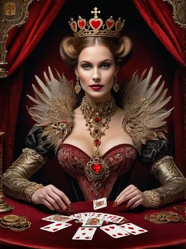 queen of hearts,playing card,lenormand,noblewoman,playing cards,deck of cards,royal flush,baccarat,cartas,croupier,croupiers,queenship,pokerstars,play cards,countess,poker,fortuneteller,celtic queen,emperatriz,morgause,Illustration,Realistic Fantasy,Realistic Fantasy 13